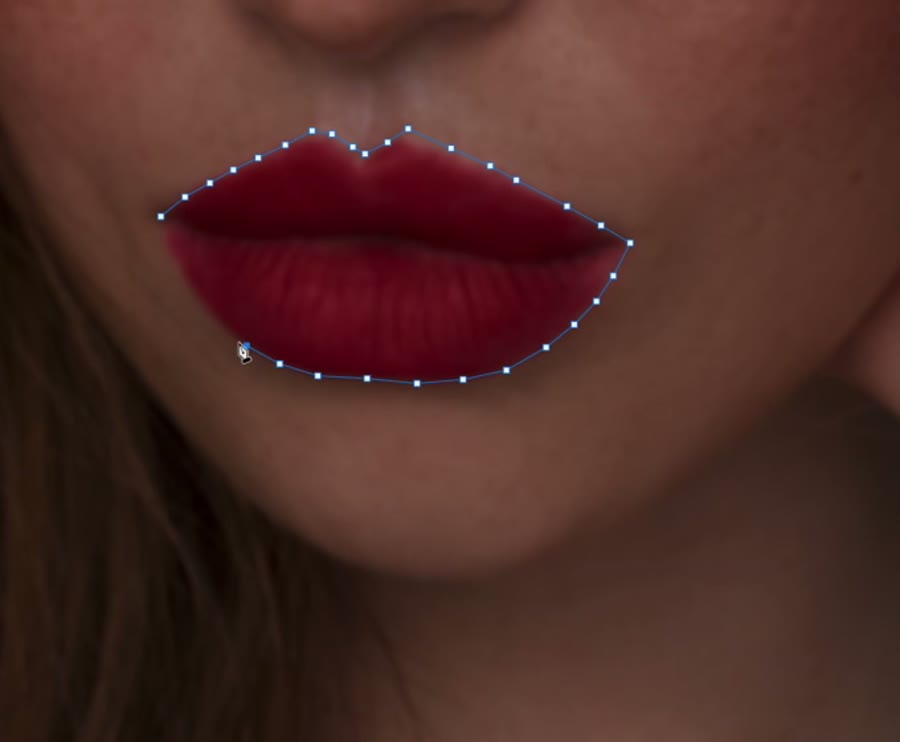 Как нарисовать контур губ в Photoshop: инструмент «Перо» + выделение с растушёвкой 5 — кадр