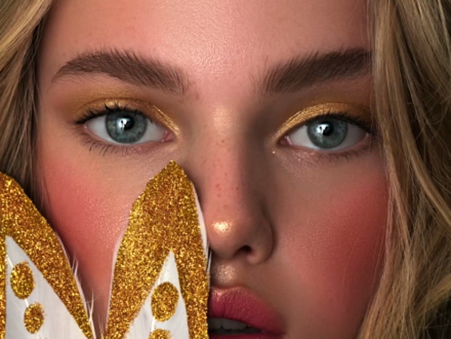 Как сделать глаза выразительнее в Photoshop: чёрная кисть на слое «Умножение» — кадр
